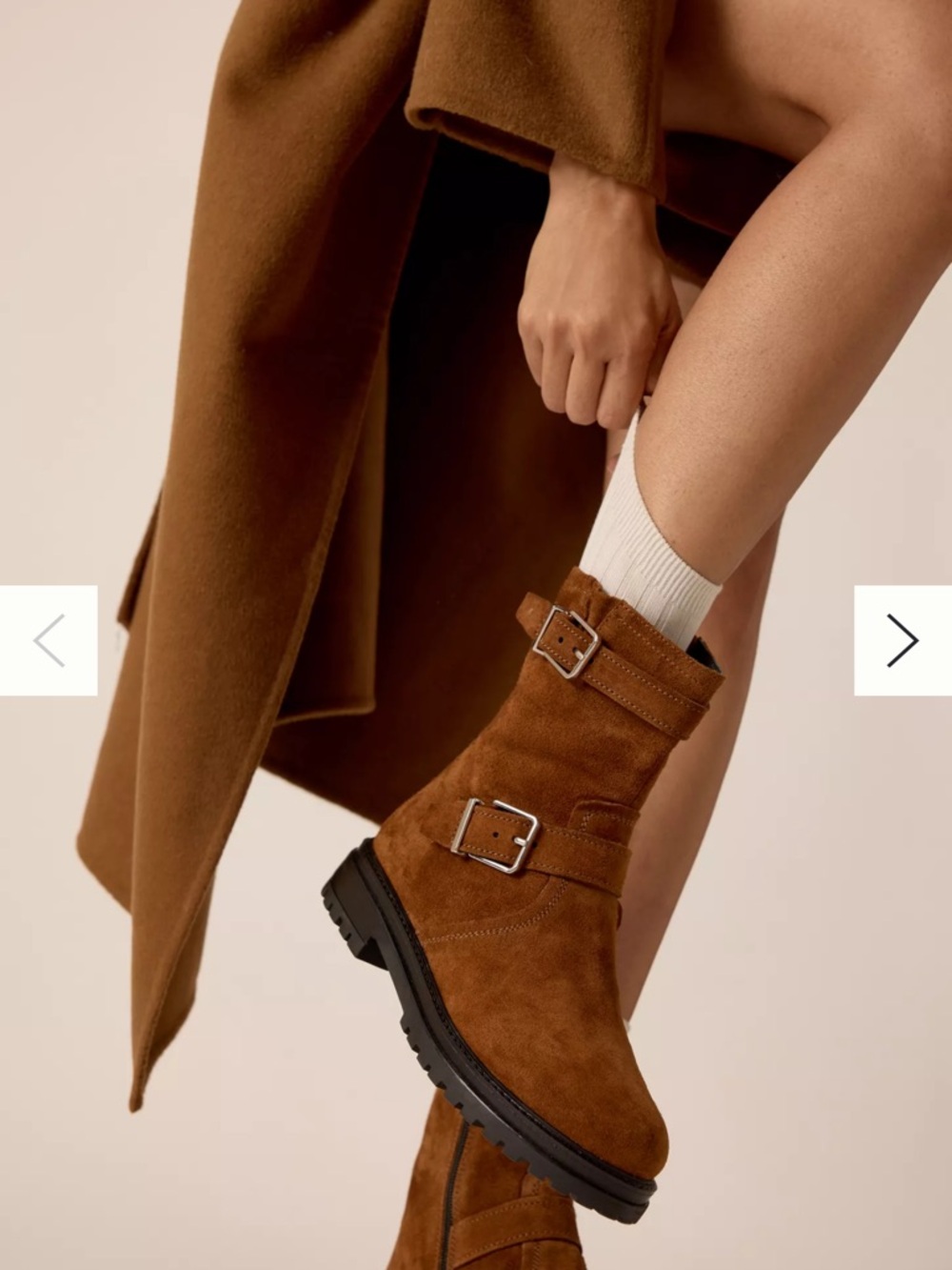 NWOT Anthropologie Tan Suede Ankle buckle combat buckle fall boots sz 7